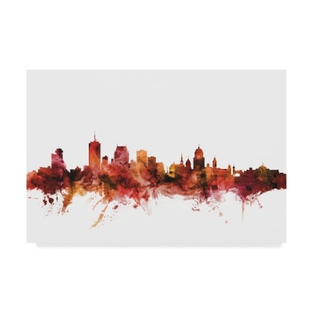 Michael Tompsett 'Quebec Canada Skyline Red' Canvas Art,16x24